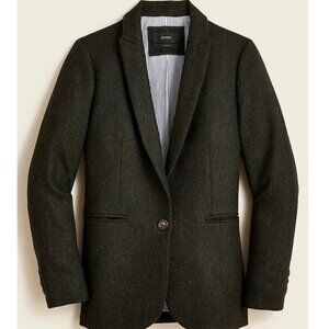 J. Crew Parke Blazer in Pine English Wool Green Herringbone Size 12
